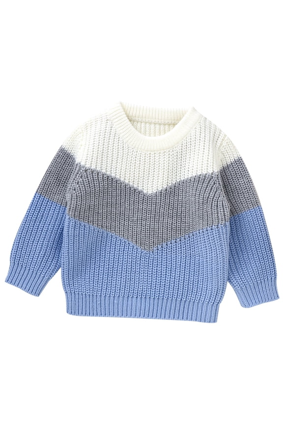 Baby Sweaters for Boys Girls 6M 1T 2T 3T Kids Long Sleeve Contrast Color Knit Pullovers Tops Casual Fall Knitwear Clothes for Toddler