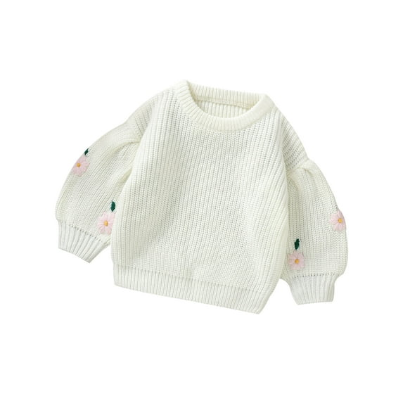 GXFC Baby Sweaters for Girls 6M 1T 2T 3T Kids Long Sleeve Flower Pattern Knit Pullovers Tops Casual Fall Knitwear Clothes for Toddler