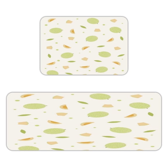 GXFC Cartoon Melon Slice Pattern Kitchen Mats for Floor, Sets of 2, Soft Washable, Clear Print, Non Skid Waterproof Kitchen Rug for Sink Floor Sink Laundry Bar Office Room Home Cooks