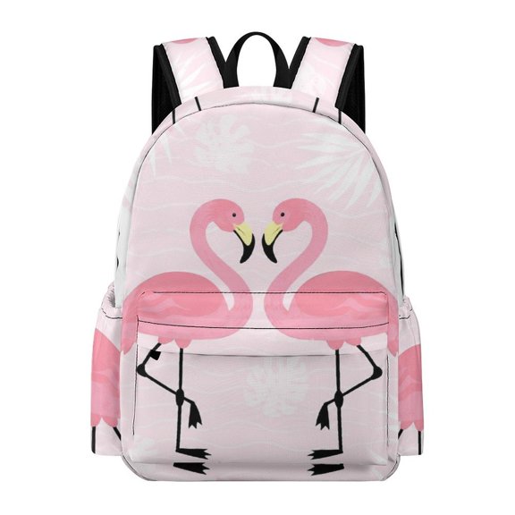 GXFC Couple Flamingos Tropical Leaves Printed Oxford Backpack, Large Capacity Laptop Backpack, Water Resistant, Travel Daypack for College Work Commuting Adults,