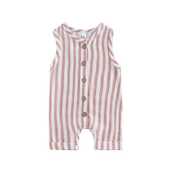 GXFC Infant Baby Boy Girls Summer One Piece Jumpsuits Newborn Girls Sleeveless Striped Print Romper Shorts Toddler Summer Bodysuit Clothes 0-24M
