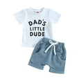 thumbnail image 1 of GXFC  Infant Baby Boy Summer Outfit Set Letter Print  Top and Solid Color Short Set 2piece 0-3T, 1 of 9