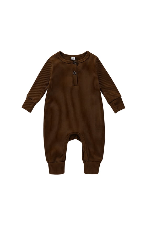 Infant Baby Boys Fall One Piece Jumpsuits Newborn Boys Long Sleeve Buttons Knit Ribbed Romper Pants Cute Autumn Bodysuit Clothes for Toddler Boys 0-18M