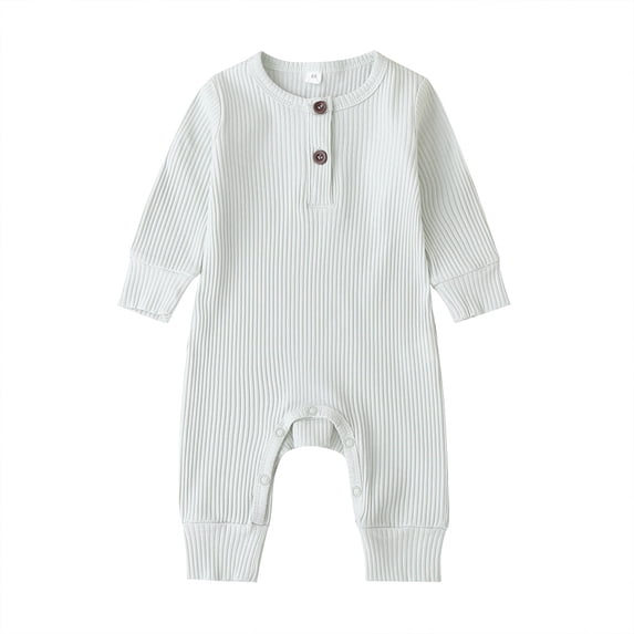 GXFC Infant Baby Boys Fall One Piece Jumpsuits Newborn Boys Long Sleeve Buttons Knit Ribbed Romper Pants Cute Autumn Bodysuit Clothes for Toddler Boys 0-18M
