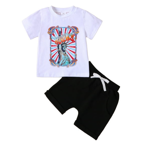 GXFC Infant Baby Boys Summer Shorts Outfits Newborn Boys Short Sleeve Graphic Print T Shirt Tops and Short Pants Set Casual Clothes 2Pcs 0-24M