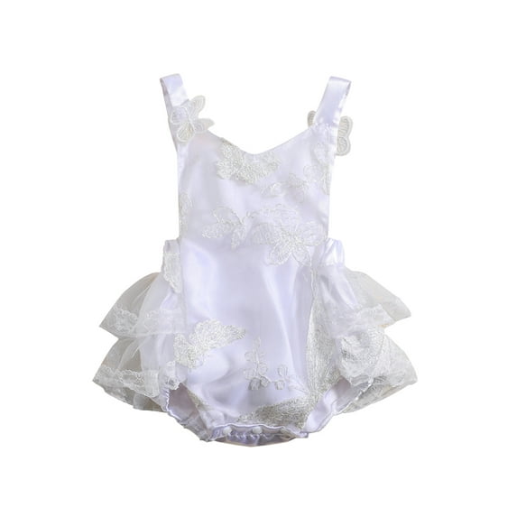 GXFC Infant Baby Girl Lace Rompers Skirt Newborn Girls Sleeveless Butterfly Embroidery Short Jumpsuit Casual One Piece Cloths 0-24M
