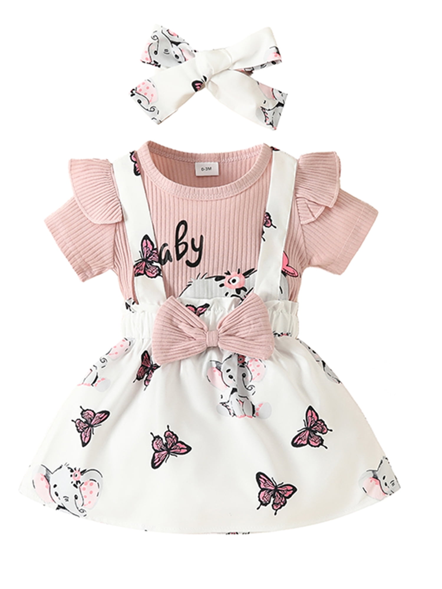 GXFC Infant Baby Girl Romper Dress Outfits Newborn Girls Short Sleeve