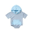 thumbnail image 1 of GXFC Infant Baby Girls Boy Hoodie Rompers T Shirt Newborn Short Sleeve Striped One Piece Jumpsuit Toddler Summer Bodysuit Clothes 0-24M, 1 of 9