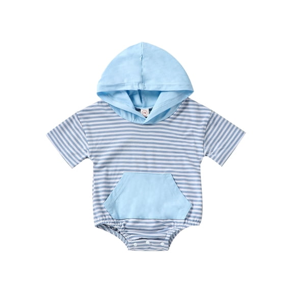 GXFC Infant Baby Girls Boy Hoodie Rompers T Shirt Newborn Short Sleeve Striped One Piece Jumpsuit Toddler Summer Bodysuit Clothes 0-24M