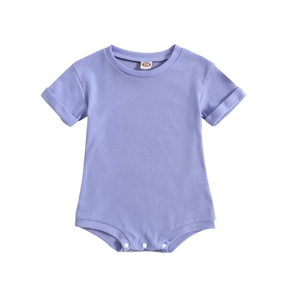 GXFC Infant Baby Girls Boy Rompers T Shirt Newborn Short Sleeve Solid Short One Piece Jumpsuit Toddler Summer Bodysuit Clothes 0-24M