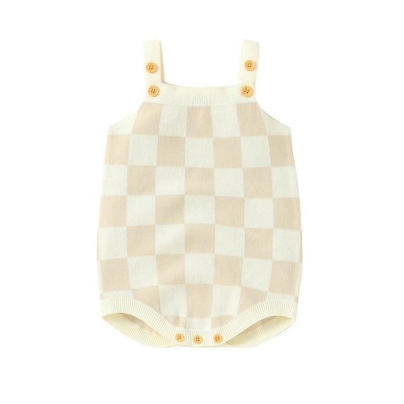 GXFC Infant Baby Girls Rompers Top Newborn Girls Sleeveless Sling Plaid Print Short One Piece Jumpsuit Toddler Girls Summer Bodysuit Clothes 0-24M