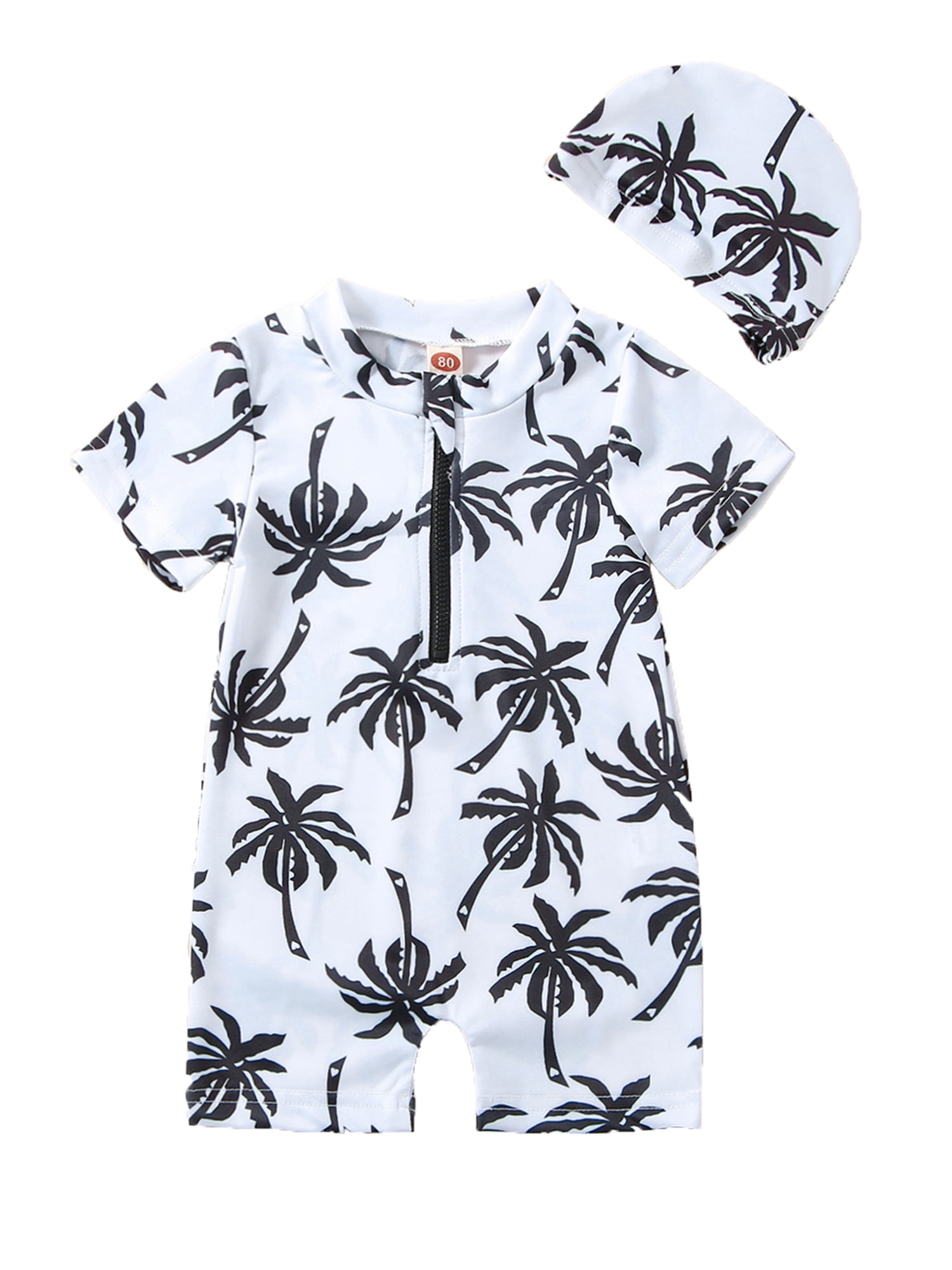 GXFC Infant Boy One Piece Swimsuits Newborn Boy Short Sleeve Zipup