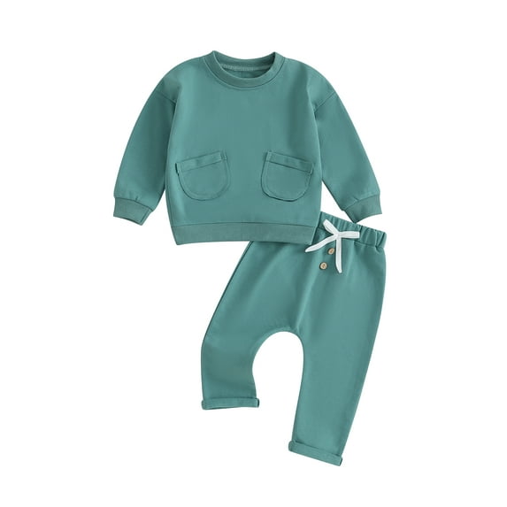 GXFC Infant Boys Girls Fall Outfits Newborn Long Sleeve Sweatshirt with Pocket and Elastic Long Pants Casual 2 Piece Autumn Set Clothing for Toddler Baby Boys Girls 0-24M