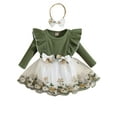 thumbnail image 1 of GXFC Infant Girls Fall Princess Dress Clothes 3M 6M 9M 12M 18M 24M Baby Girls Long Sleeve Floral Embroidery Dress with Hairband Outfits 2-piece Spring Autumn Casual Dress Clothing for Newborn Girl, 1 of 9