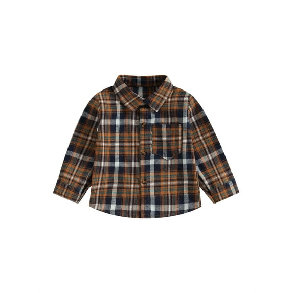 GXFC Kids Boys Fall Shirt Clothes 6M 1T 2T 3T 4T Toddler Baby Boys Long Sleeve Plaid Button Down Collar T-shirt Tops Spring Autumn Clothing for Children Boys