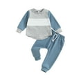 thumbnail image 1 of GXFC Kids Boys Fall Tracksuit Outfits Clothes 6M 1T 2T 3T 4T Toddler Boys Long Sleeve Contrast Color Sweatshirt and Elastic Waistband Long Pants 2 Piece Casual Autumn Clothing for Children Boys, 1 of 9