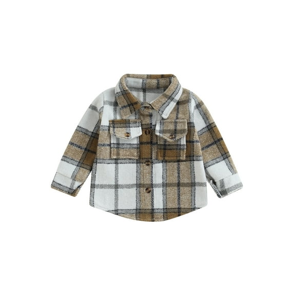 GXFC Kids Boys Winter Shacket 6M 1T 2T 3T 4T Toddler Boys Long Sleeve Button Down Plaid Shirts Jacket Outerwear Chunky Coat Fall Warm Clothing for Children Boys