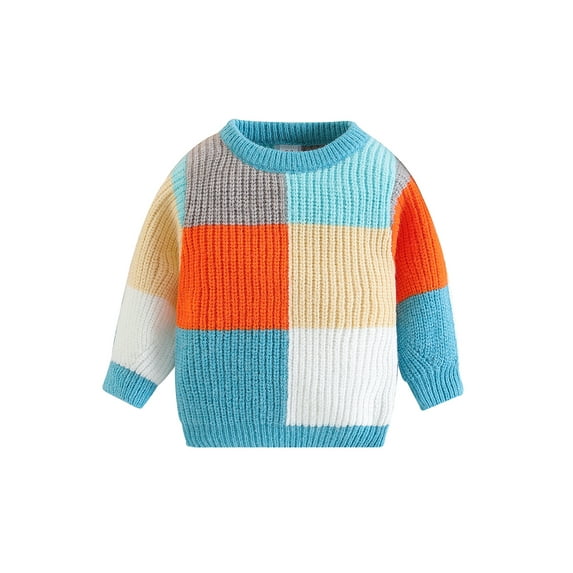 GXFC Kids Fall Sweaters Clothes for Girls Boys 6M 1T 2T 3T 4T Toddler Long Sleeve Contrast Color Knit Pullovers Tops Autumn Sweaters Clothing for Children Boys Girls