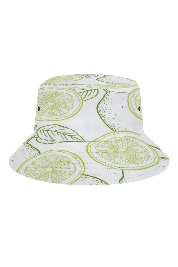 Line Art Lemon Outline Pattern Bucket Hat, Soft, Printed, Packable Fisherman Sun Hat for Beach Travel Hiking Vacation, Sun Hat for Women Men,