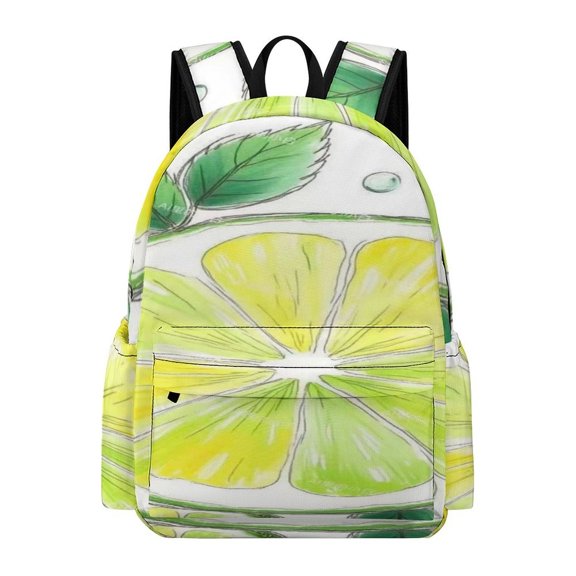 GXFC Line Drawing Lime Pattern Printed Oxford Backpack, Large Capacity Laptop Backpack, Water Resistant, Travel Daypack for College Work Commuting Adults,