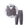 thumbnail image 1 of GXFC Little Boy Formal Gentleman Suits 9M 1T 2T 3T 4T 5T Kids Boy Long Sleeve Shirt with Bowtie+Suspender Pants Dressy Outfit,Spring Fall, 1 of 8