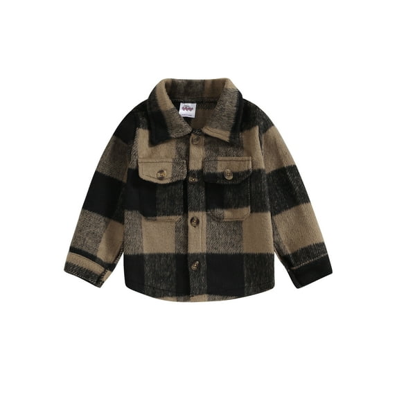 GXFC Little Boys Fall Flannel Jacket 1T 2T 3T 4T 5T Kids Boys Long Sleeve Button Down Collar Plaid Outerwear Autumn Coat Clothing for Children Boys
