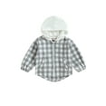 thumbnail image 1 of GXFC Little Boys Fall Girls Plaid Outerwear Kids Long Sleeve Zip Up Hooded Shacket Jacket Autumn Lightweight Coat for Children Boys 6M 1T 2T 3T 4T 5T, 1 of 8