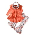 thumbnail image 1 of GXFC Little Girl Fall Outfits Set Clothes 1 2 3 4 5 6T Kids Girl Long Sleeve Shirt Tops Cow Print Flared Pants Headband 3Pcs Casual Autumn Clothing for Children Girl, 1 of 9