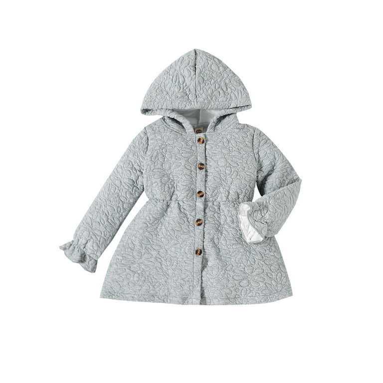 GXFC Little Girl Winter Coat 3T 4T 5T 6T 7T Kids Boys Long Sleeve Button Down Collar Hooded Outerwear Chunky Tunic Jacket Fall Warm Clothing for Children Girl Walmart