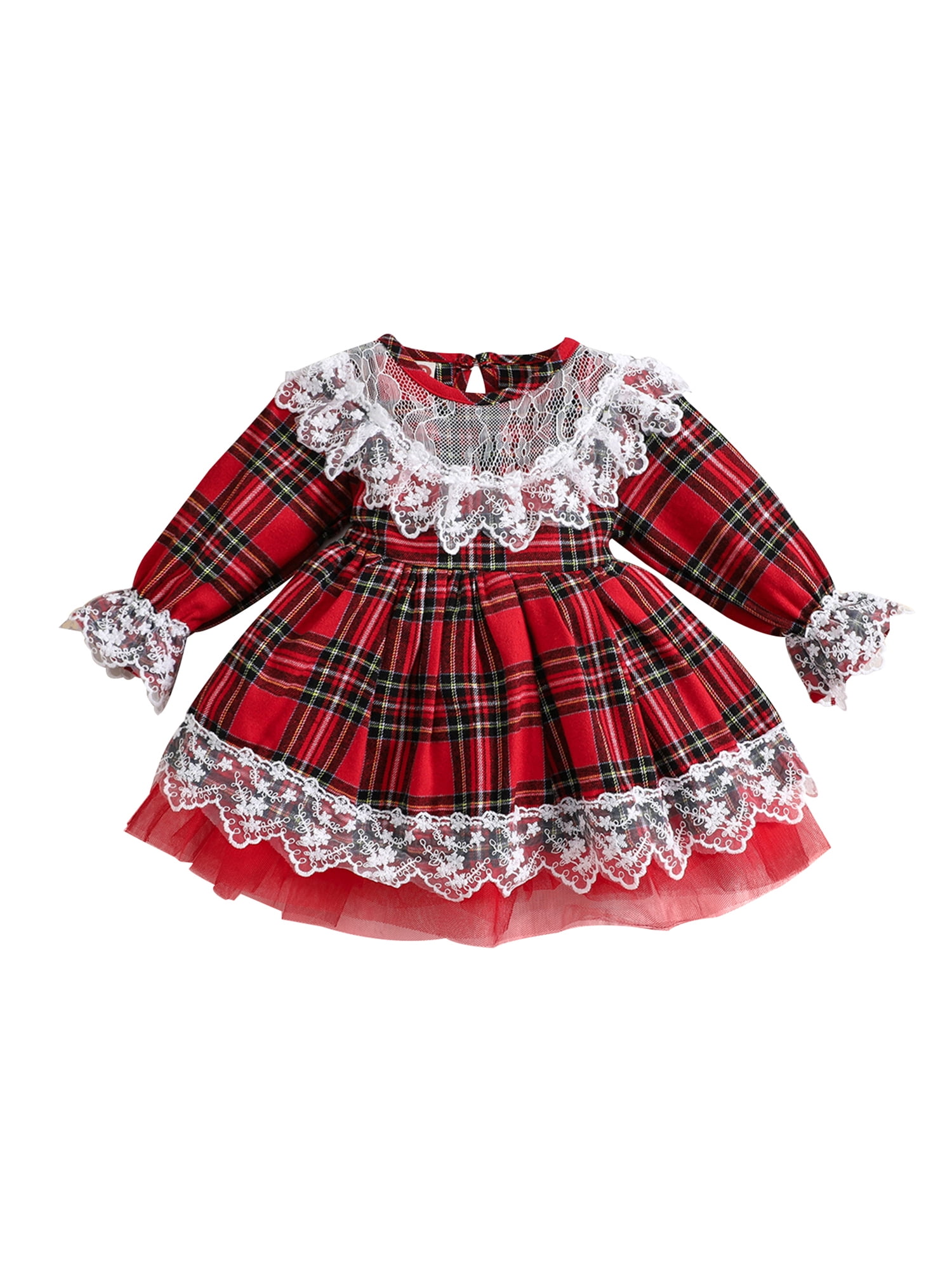 GXFC Little Girls Christmas Dress Clothes 6M 1T 2T 3T 4T 5T Kids Girls Lace  Trim Plaid Dress Christmas Holiday-themed Clothing for Children Girls -  Walmart.com
