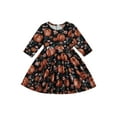 thumbnail image 1 of GXFC Little Girls Fall A-line Dress Clothes 2T 3T 4T 5T 6T Kids Girls Long Sleeve Floral Pumpkin Print  Princess Dress Spring Autumn Clothing for Children Girls, 1 of 8