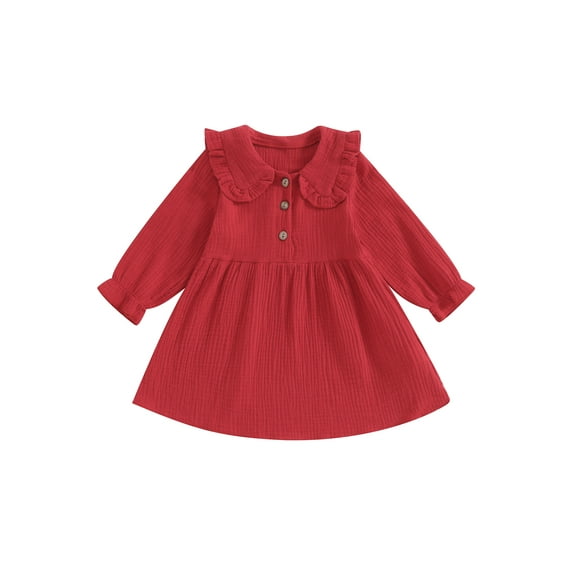 GXFC Little Girls Fall Dress Clothes 1T 2T 3T 4T 5T Kids Girls Long Sleeve Ruched A-line Dress Spring Autumn Dress Clothing for Children Girls