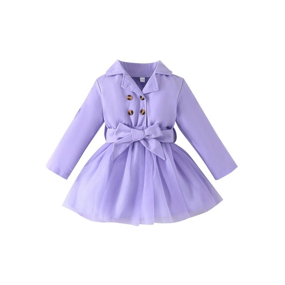 GXFC Little Girls Fall Princess Dress Clothes 9M 1T 2T 3T 4T 5T Kids Girls Long Sleeve Patchwork Mesh Tulle A-line Dress with Belt Spring Autumn Clothing for Children Girls