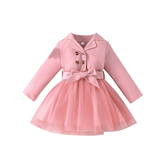 GXFC Little Girls Fall Princess Dress Clothes 9M 1T 2T 3T 4T 5T Kids Girls Long Sleeve Patchwork Mesh Tulle A-line Dress with Belt Spring Autumn Clothing for Children Girls