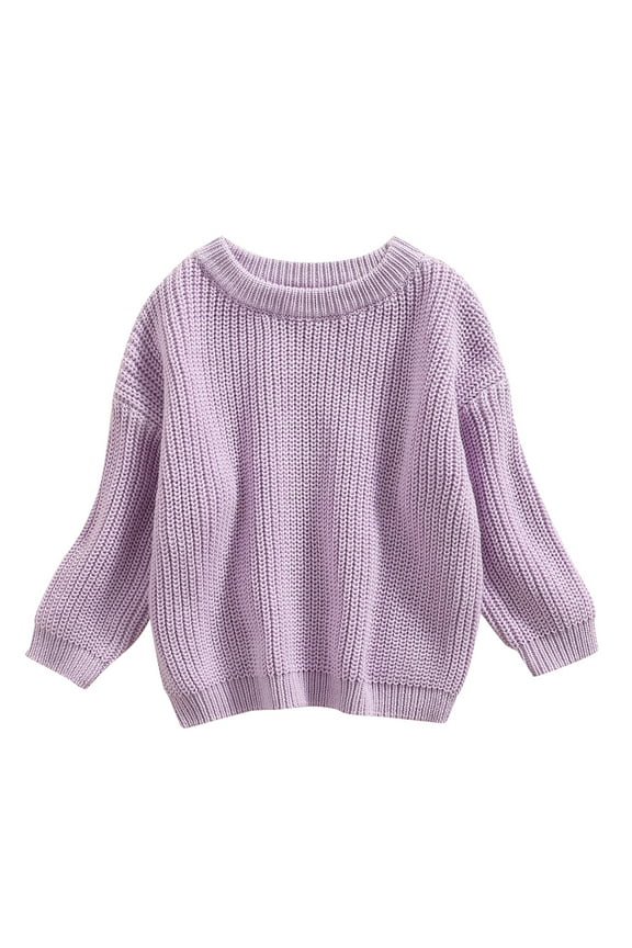 Little Girls Fall Sweaters 6M 12M 18M 2T 3T 4T 5T Kids Girls Long Sleeve Solid Knit Pullovers Tops Casual Fall Knitwear Clothes for Children Girls