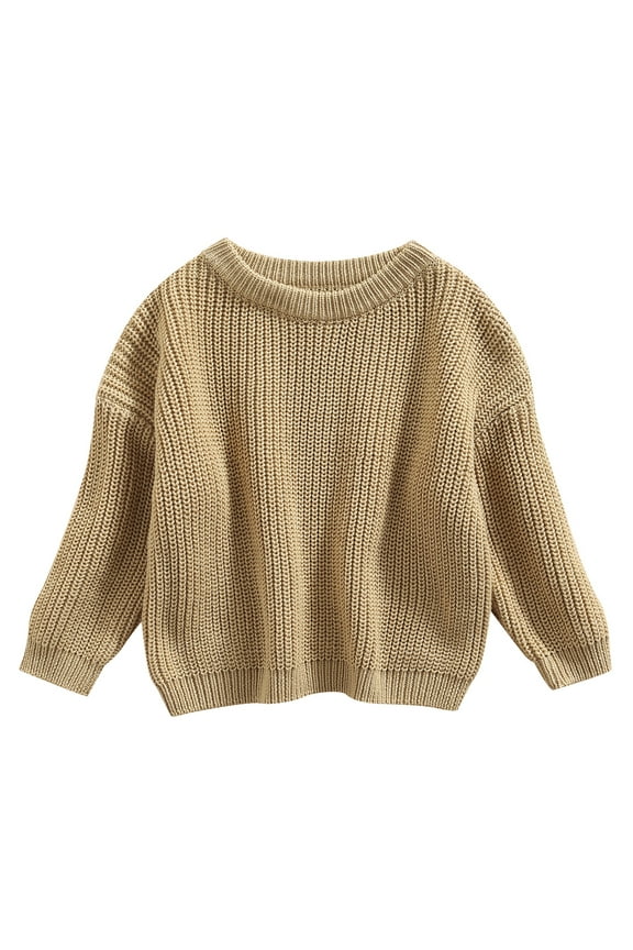 Little Girls Fall Sweaters 6M 12M 18M 2T 3T 4T 5T Kids Girls Long Sleeve Solid Knit Pullovers Tops Casual Fall Knitwear Clothes for Children Girls