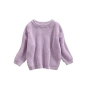 GXFC Little Girls Fall Sweaters 6M 12M 18M 2T 3T 4T 5T Kids Girls Long Sleeve Solid Knit Pullovers Tops Casual Fall Knitwear Clothes for Children Girls