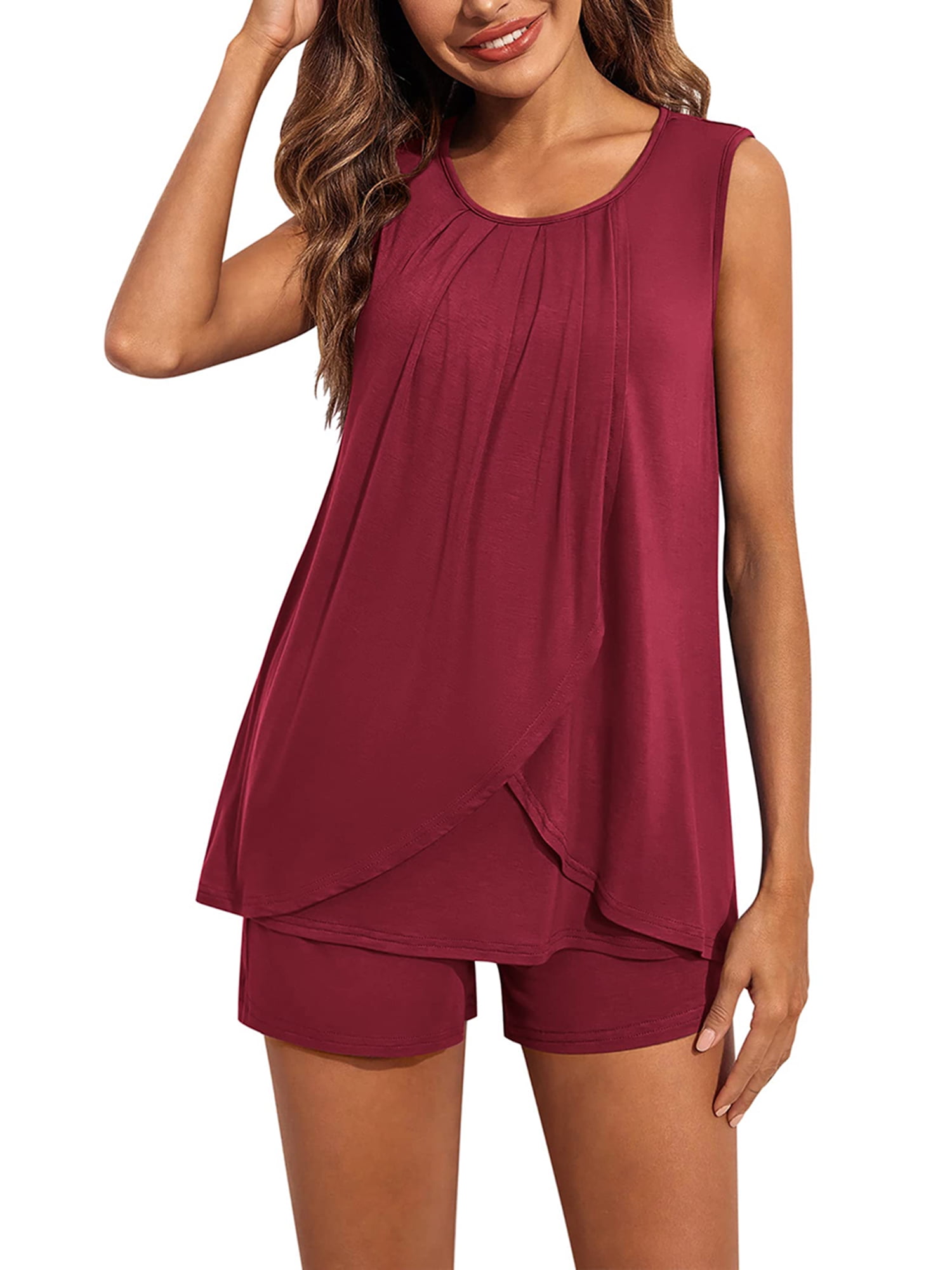 GXFC Maternity Nursing Pajama Set Clothes Lady Sleeveless Tank Tops