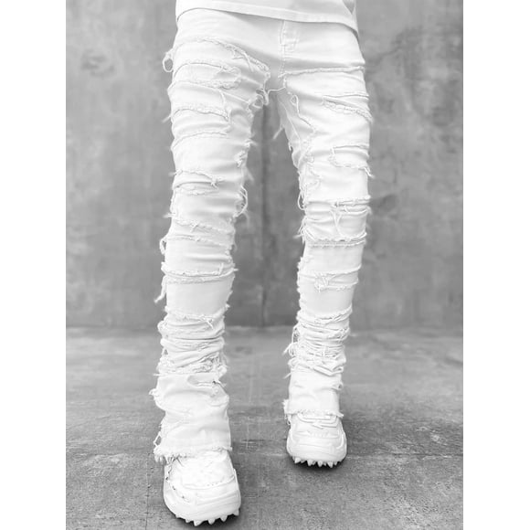 GXFC Men Ripped Jeans Regular Straight Denim Pants Streetwear Clothes for Men