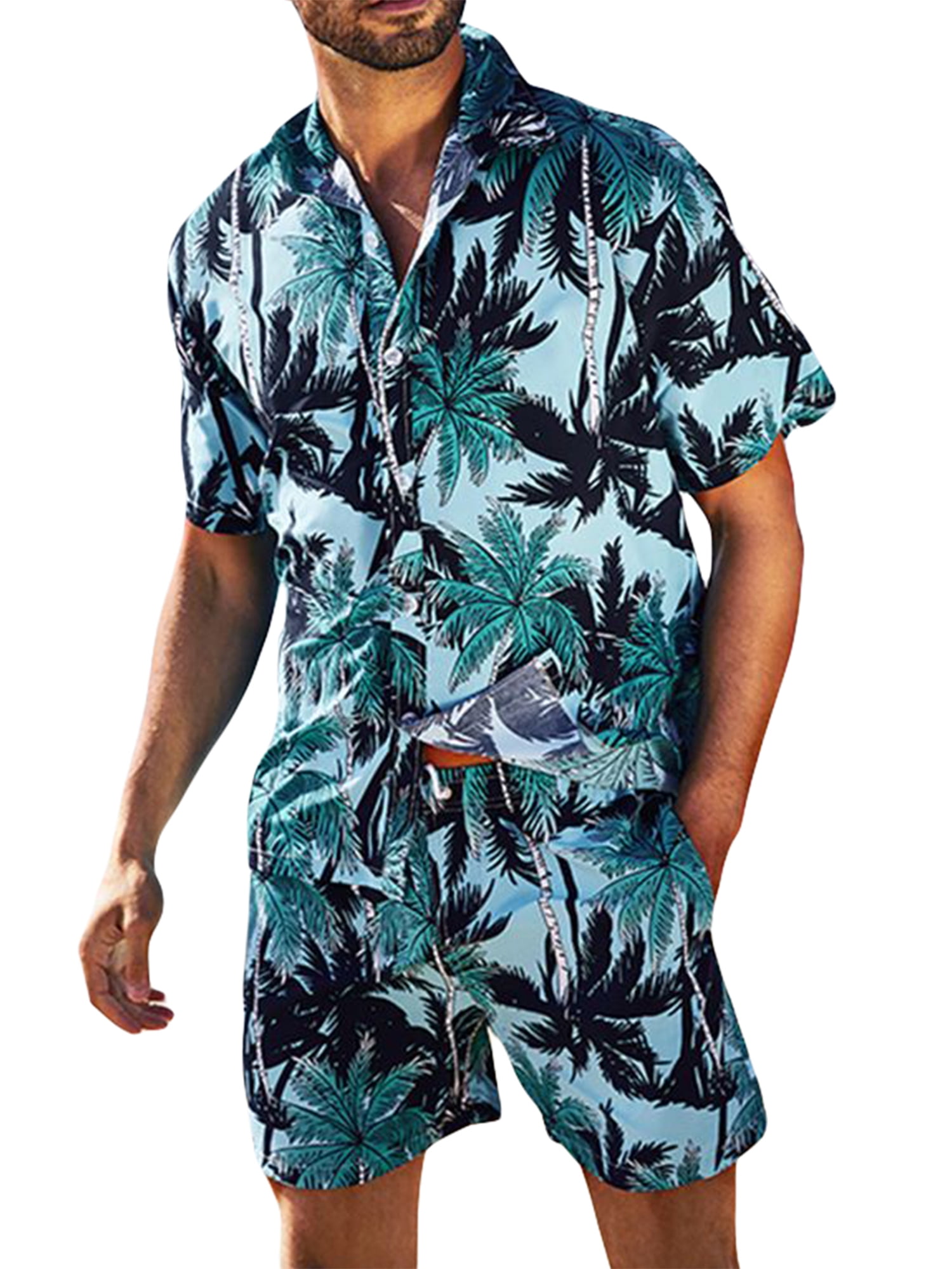 GXFC Men's Summer Hawaiian Shirt Outfits Short Sleeve Tropical Printed ...
