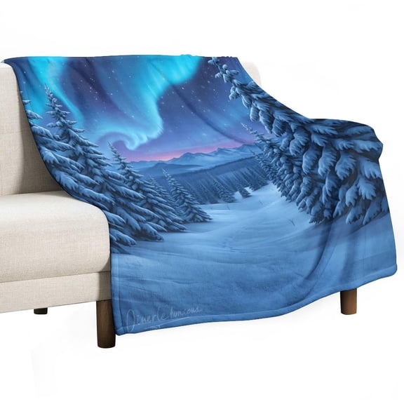GXFC Northern Lights Pine Forest blanket, comfortable and soft, warm casual blanket, printed design, winter sofa dormitory home decoration, must-have travel product. Size is 50x60 inches.