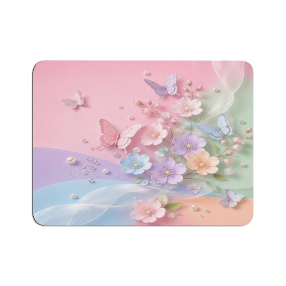 GXFC Paper Craft Butterfly Floral Mouse Pad, Square Smooth Surface Desk Mat, Stitched Edge for Office, Laptop, Computer, Home,