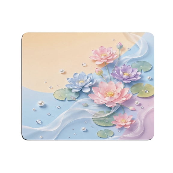 GXFC Paper Craft Lotus Flower Mouse Pad, Square Smooth Surface Desk Mat, Stitched Edge for Office, Laptop, Computer, Home,