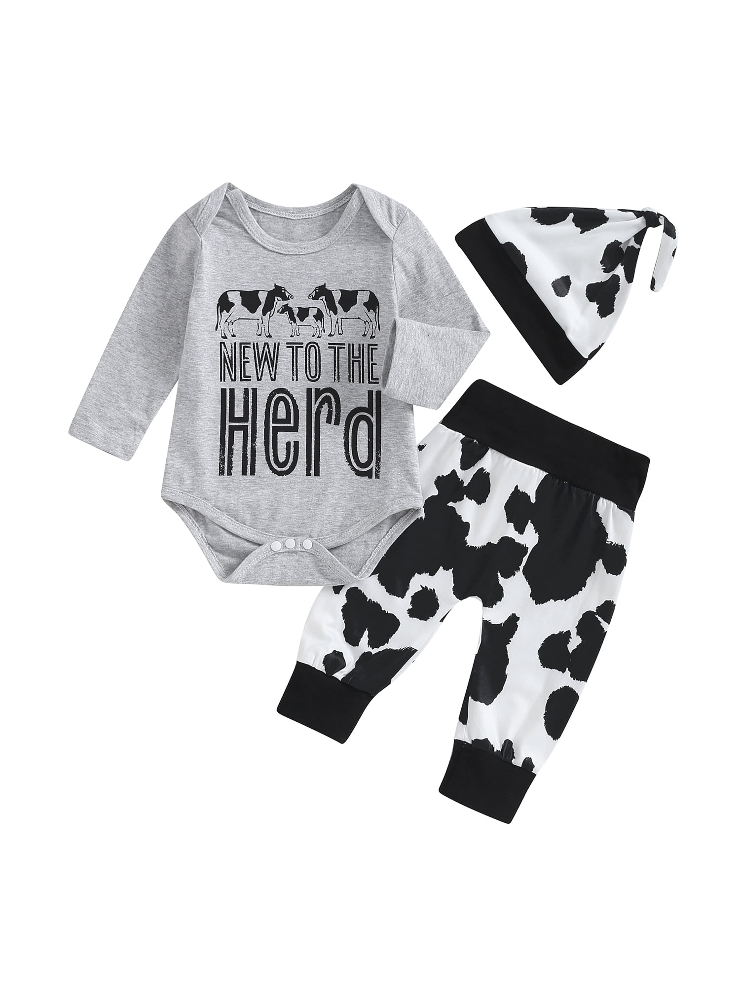 GXFC Preemie Boys Fall Outfits Clothes 3M 6M Baby Infant Boys Long Sleeve Cow Print Rompers