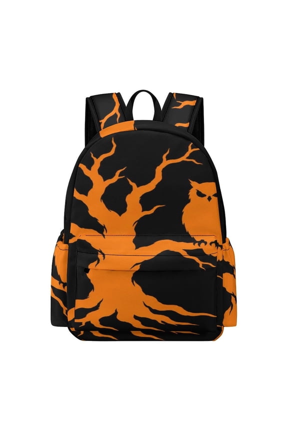 Spooky Tree Owl Silhouette Printed Oxford Backpack, Large Capacity Laptop Backpack, Water Resistant, Travel Daypack for College Work Commuting Adults,