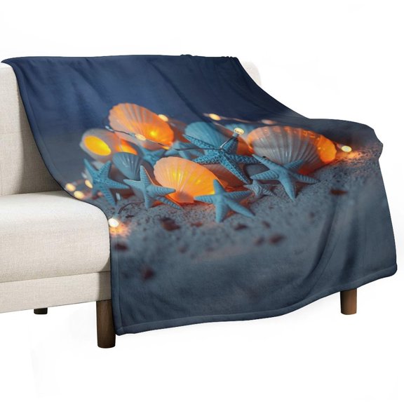 GXFC Starfish seashells glowing lights, winter sofa dormitory home decoration, must-have travel product. Size is 50x60 inches.