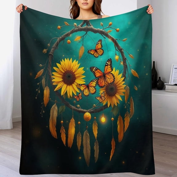 GXFC Sunflower, dream catcher, butterflies, winter sofa dormitory home decoration, must-have travel product. Size is 30x40 inches.