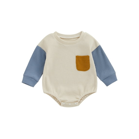 GXFC Toddler Baby Boy Fall Clothes 6M 1T 2T 3T Kids Boy Long Sleeve Contrast Color Romper Bodysuit Autumn Clothing for Children Boy