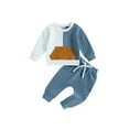 thumbnail image 1 of GXFC Toddler Baby Boys Fall Contrast Color Outfits Newborn Boys Long Sleeve Patchwork Sweatshirt and Elastic Pants Infant Boys Autumn Two Piece Set 0-3T, 1 of 9
