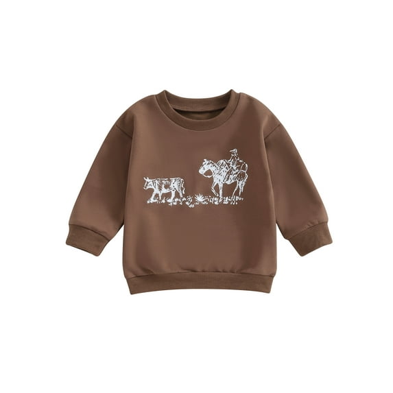 GXFC Toddler Baby Boys Fall Sweatshirt Clothes 6M 1T 2T 3T 4T Kids Boys Long Sleeve Cattle Print Pullovers Tops Casual Autumn Clothing for Children Boys